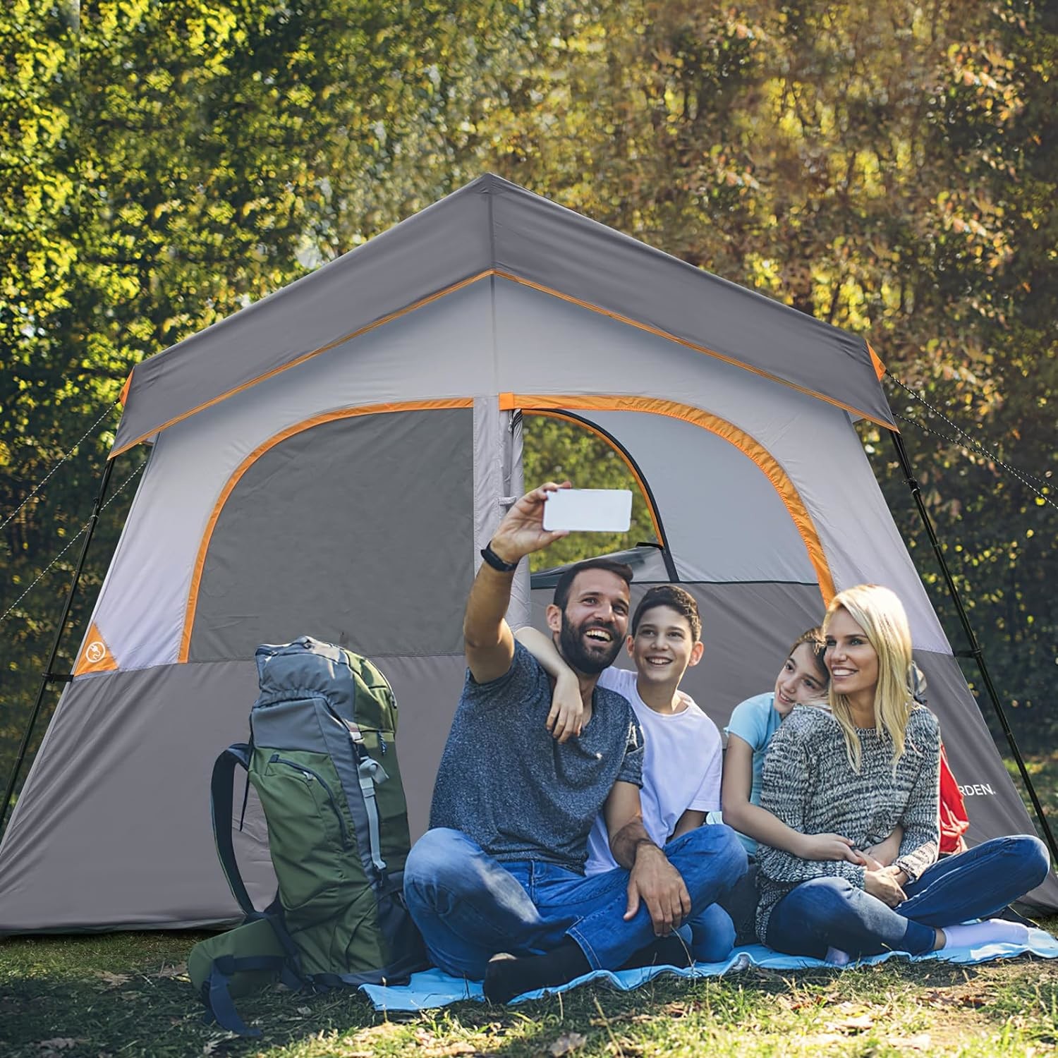 HIKERGARDEN 6 Person Camping Tent - Portable Easy Set Up Family Tent for Camp, Windproof Fabric Cabin Tent Outdoor