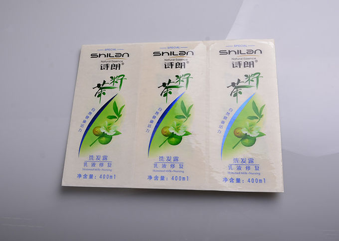 Customized waterproof clear self adhesive vinyl printed labels for shampoo packaging