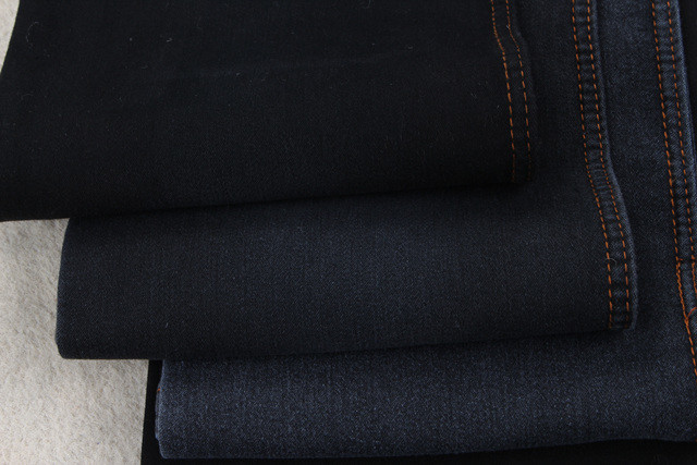 9.5oz 78% Cotton Black Denim Chambray Fabric For Woman Skinny Jeans
