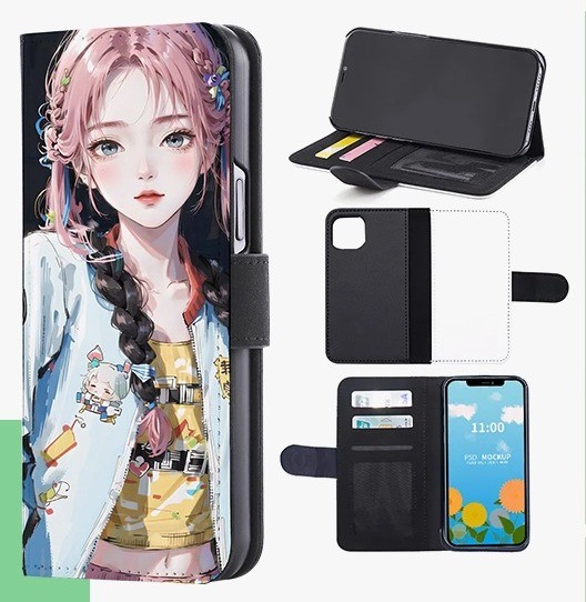 Sublimation Flip Wallet Leather Phone Cases For IPhone 16 15 14 Shockproof And Pure Color Design Style