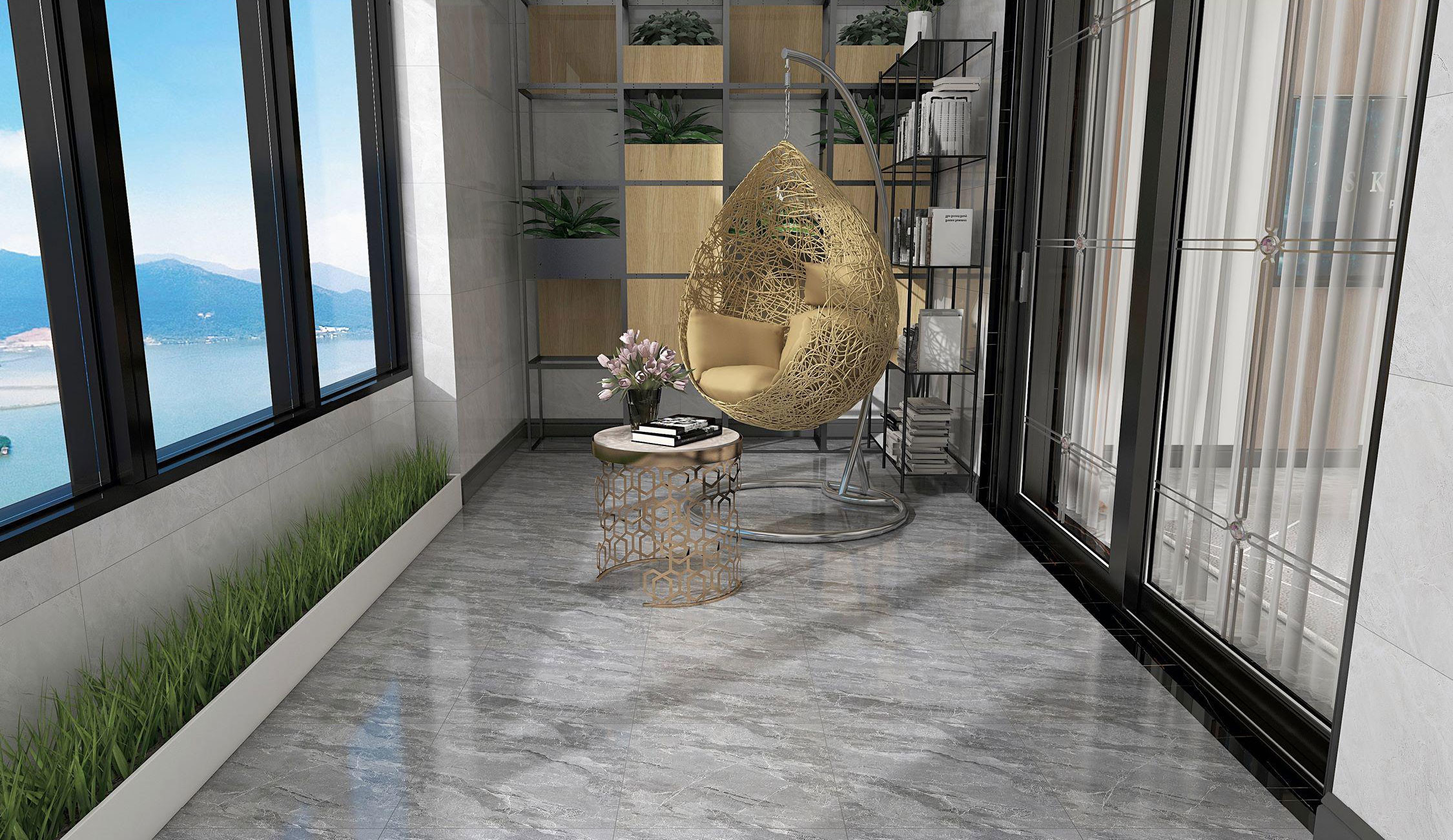 Antibacterial Baby Face Glazed 400x400mm Ceramic Rustic Tiles Matt Glazed For Balcony And Marble Look Firebrick Gray Floor Tile For Building