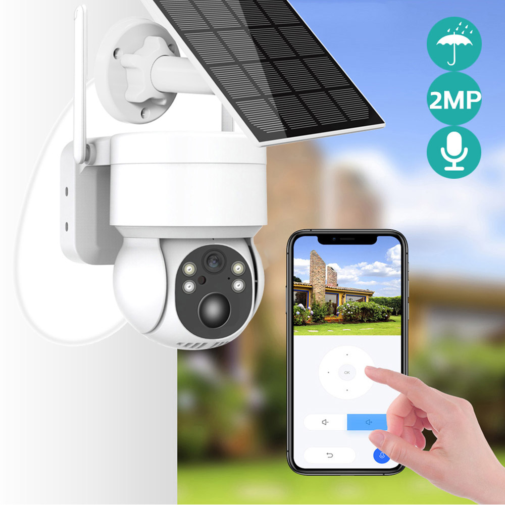 Solar Battery Powered Outdoor Wifi PTZ Security Camera 2MP 1080p Camera