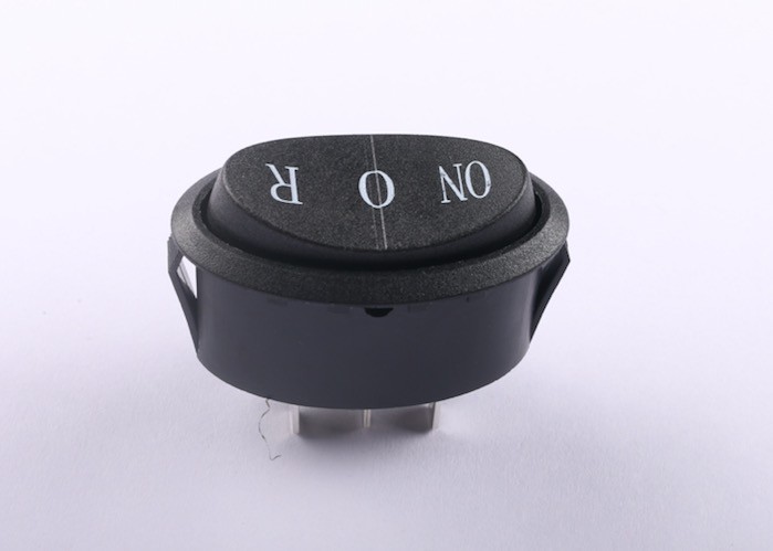 Small NO-O-R Oval Rocker Switch 3 Pin 6A 125V With Nylon Frames And Actuator