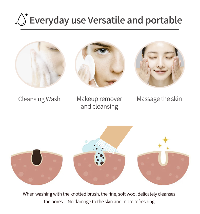 Wooden Handle Facial Cleaning Brush Makeup Remover Brush With Super Soft Goat Bristle