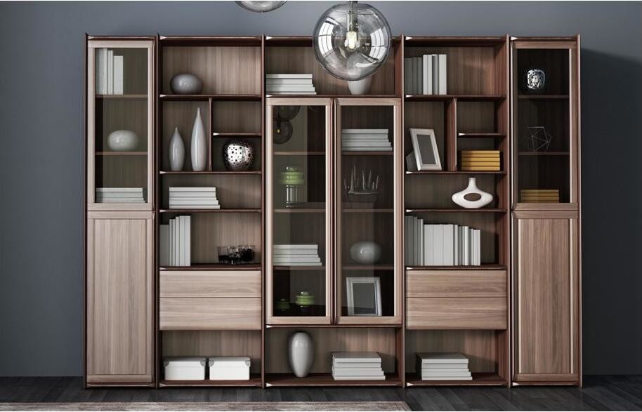 Home Study room Office Furniture American Walnut Wood Combined Bookcase with Shelves by Classic Nordic design