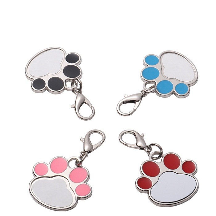 Cat Paw Shape Sublimation Metal Pet Tag DIY Custom Dog Tag Pendant