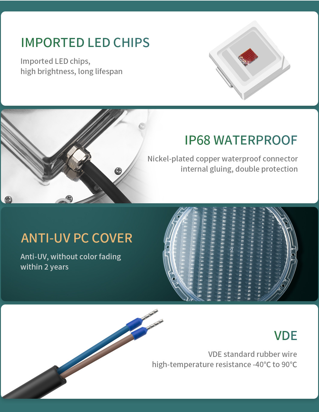 IP68 AC12V VDE Led Swimming Pool Light 18W Synchronous Control