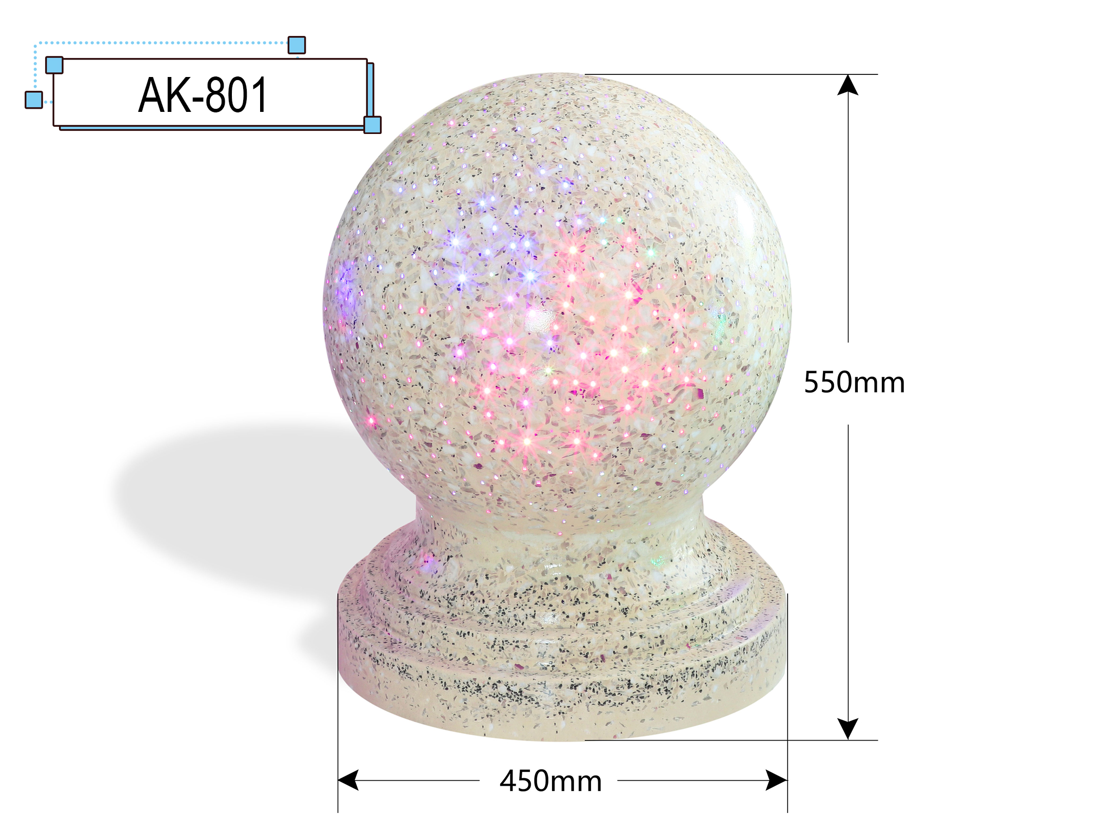 LED Granite Dura Art Stone Bollards Shinning Stone Ball Blocker Light Our Lives