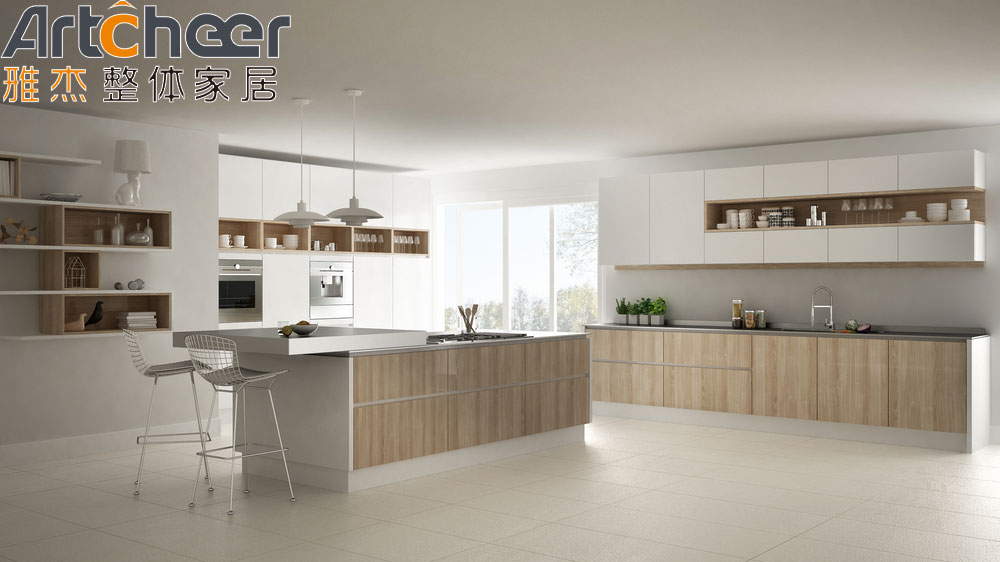 Mail Packing Wooden Style Kitchen Cabinet with Island and Cupboard Accessories Made