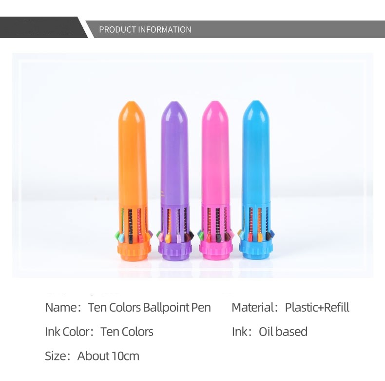 Mini Ten Colors Cute Ballpoint Pen Retractable Colored Ballpoint Pens For Drawing