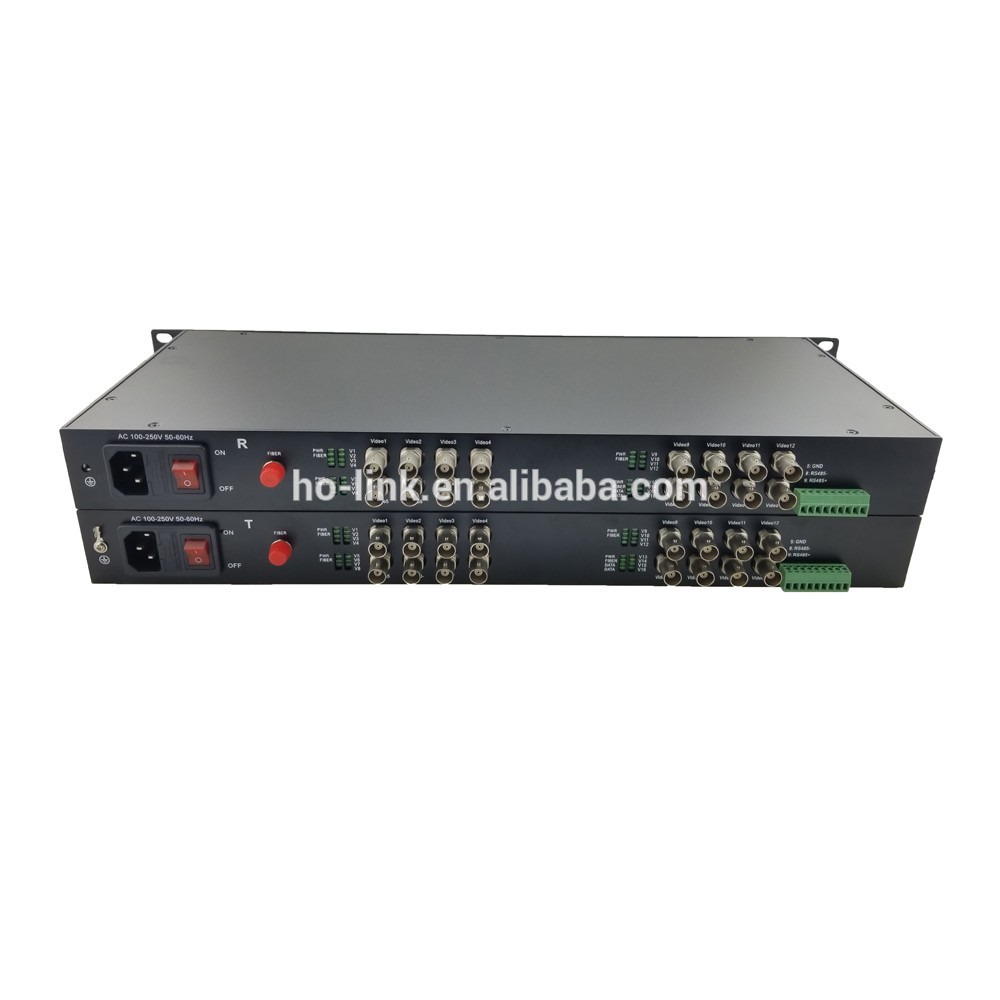 Audio/Video Solution 16chs uncompressed HD TVI/CVI/AHD 1080P fiber video converter with data