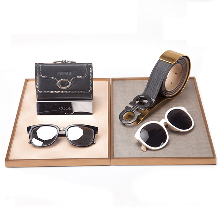 Golden Velvet Jewelry Tray Stackable Showcase Velvet Display Tray For Luxury Store