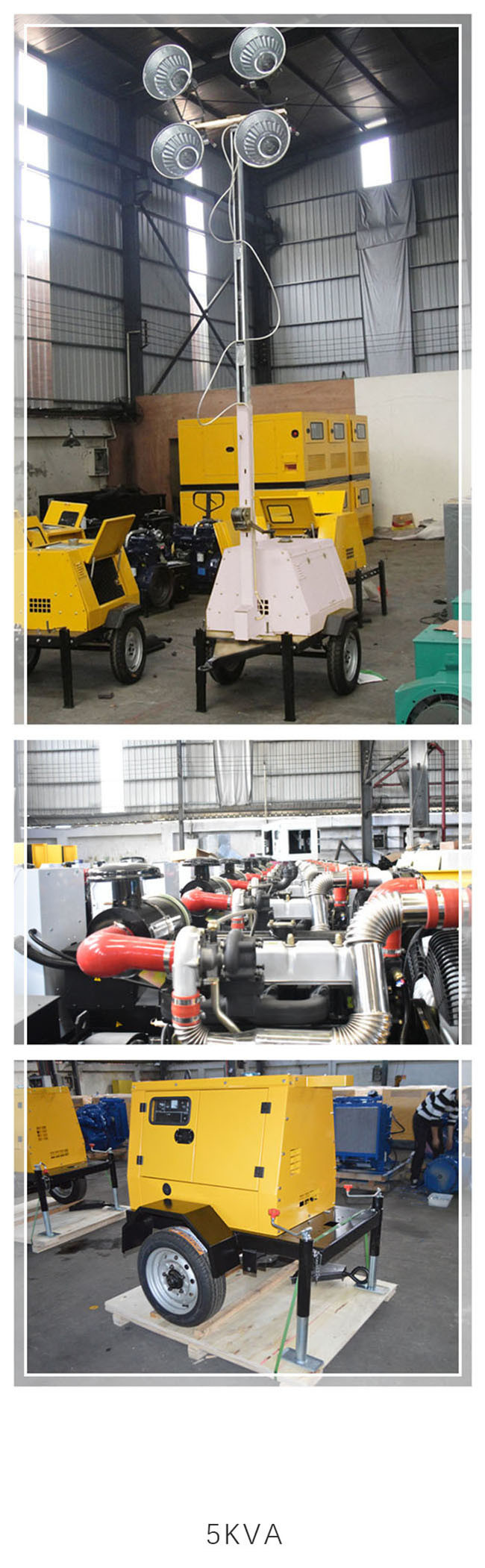 Mobile Single Phase 1000W Lighting Tower Generator
