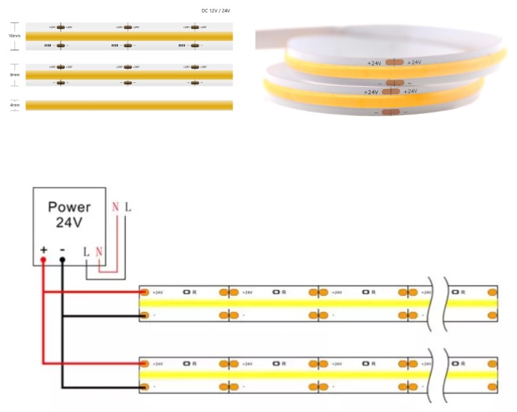 Color Changing 20W CCT Flexible COB Strip Light 576Chips