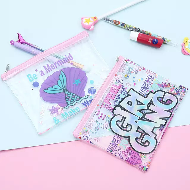 Button Transparent Storage PVC Cosmetic Bag
