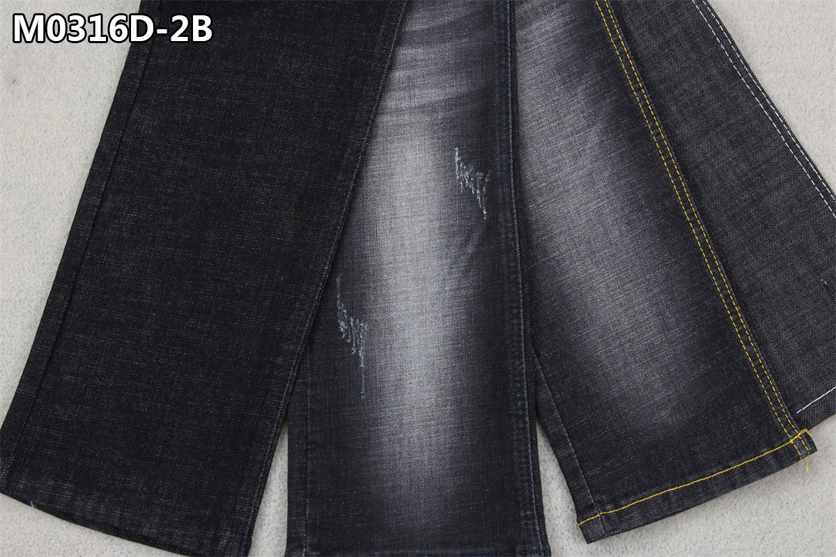 10 Oz High Stretch Cross Hatch Jeans Fabric Slub Balck Denim Fabric For Men'S Wear