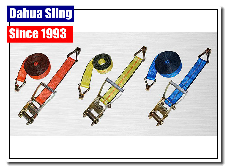 D Ring Polyester Webbing Ratchet Tie Down Straps Load Binder Double J Hook