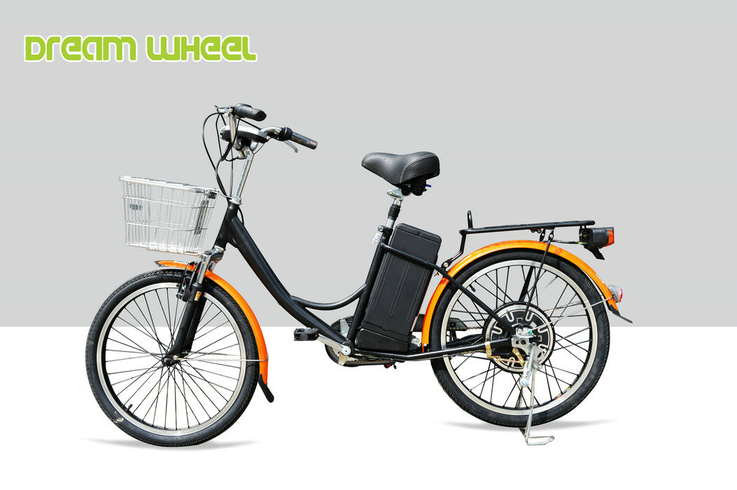CE 24 Inch Pedal Assist Electric Bike , Womens Pedal Assist Bike 36V Brushless Motor V Brake