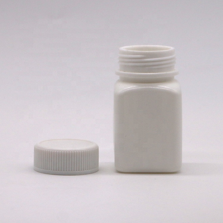 Small Capacity 50cc HDPE Sterile Square Plastic Bottle with Screw Cap