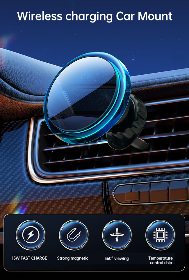 Original Design Magnetic Car Phone Holder With Ambient Light And Strong Magnetic Attraction For Automotive