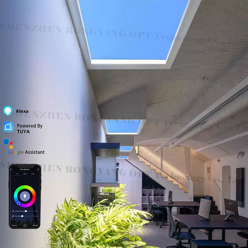 Square 600x600 LED Artificial Skylight 110V Tuya WIFI Voice Control