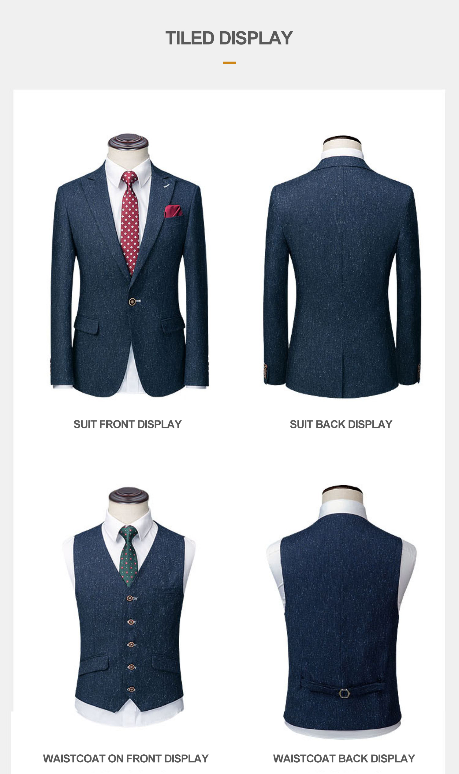Men's Three-Piece Tuxedo Style Suit Slim Fit British Business Small Suit in Wool/Silk
