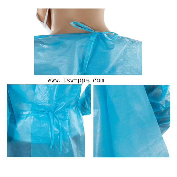 Blood Resistant No sterile SMS Non Woven Isolation Gown