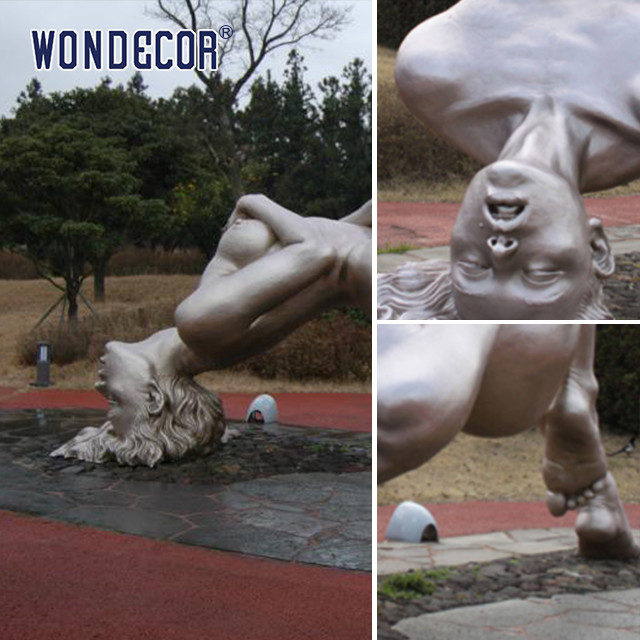 Outdoor Park Large Cast Stainless Steel Sculpture Metal Reclining Naked Beauty