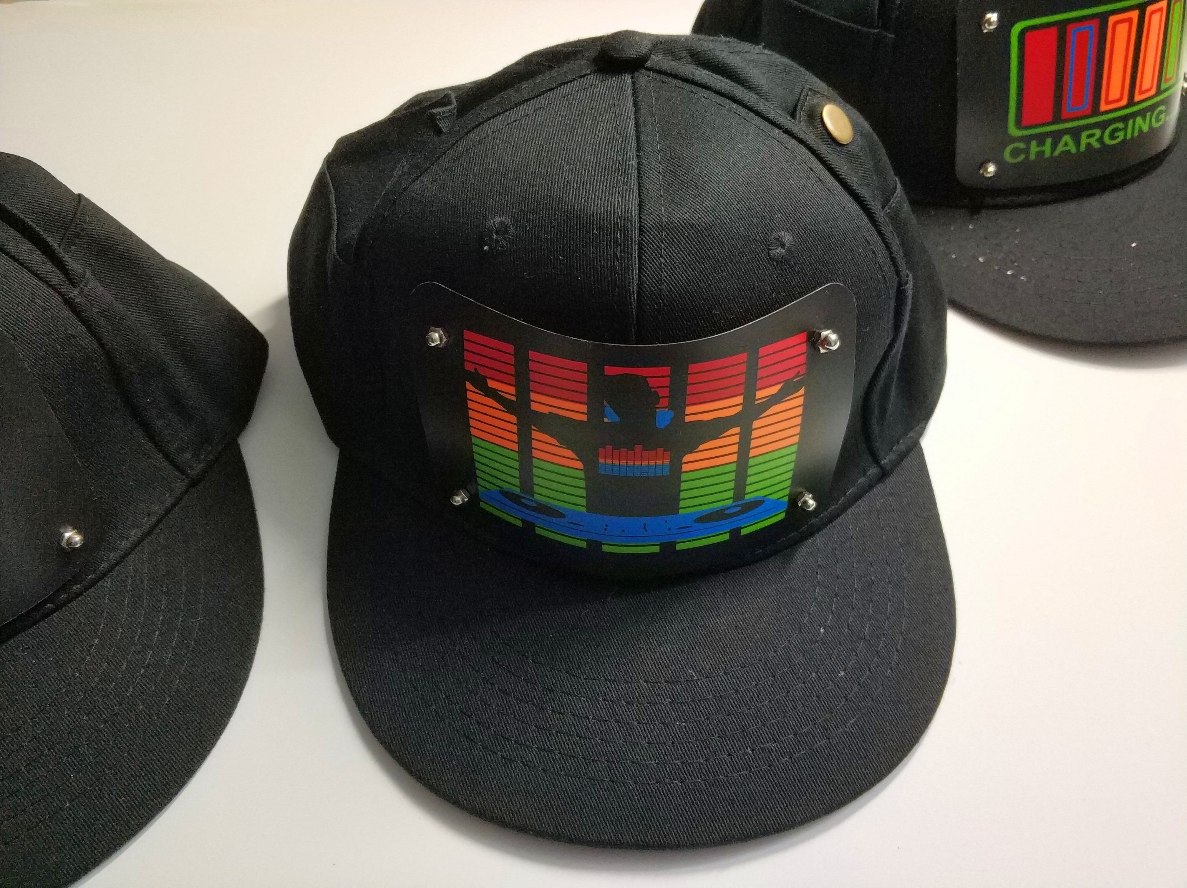 sound-Activated party LED hat Light up music flashing el cap Wireless voice controller Hip Hop el hat With Inverter