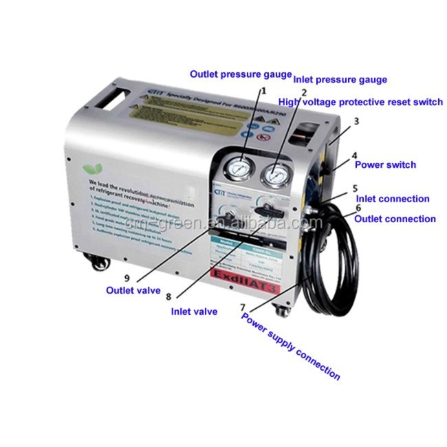1HP Refrigerant Gas Recovery Recharge Machine R32 R290 Explosion Proof Recovery Unit ATEX Recovery Pump
