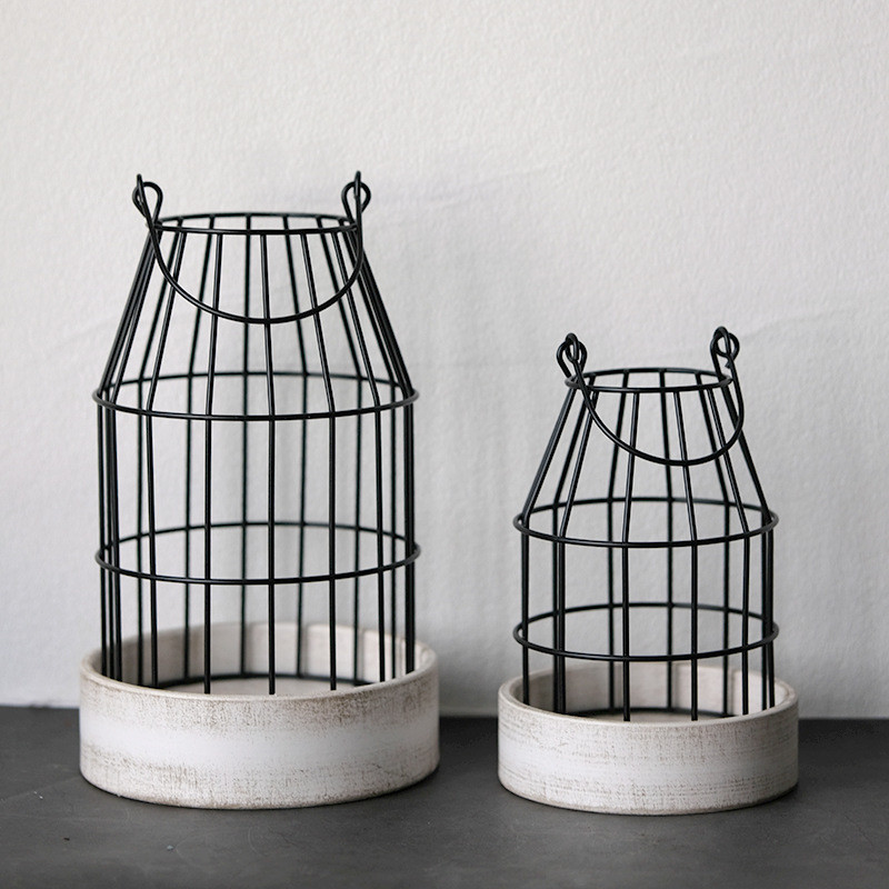 Farmhouse Style Candle Lanterns Bottle Design Iron ART Style Candle Holder For Home Decor