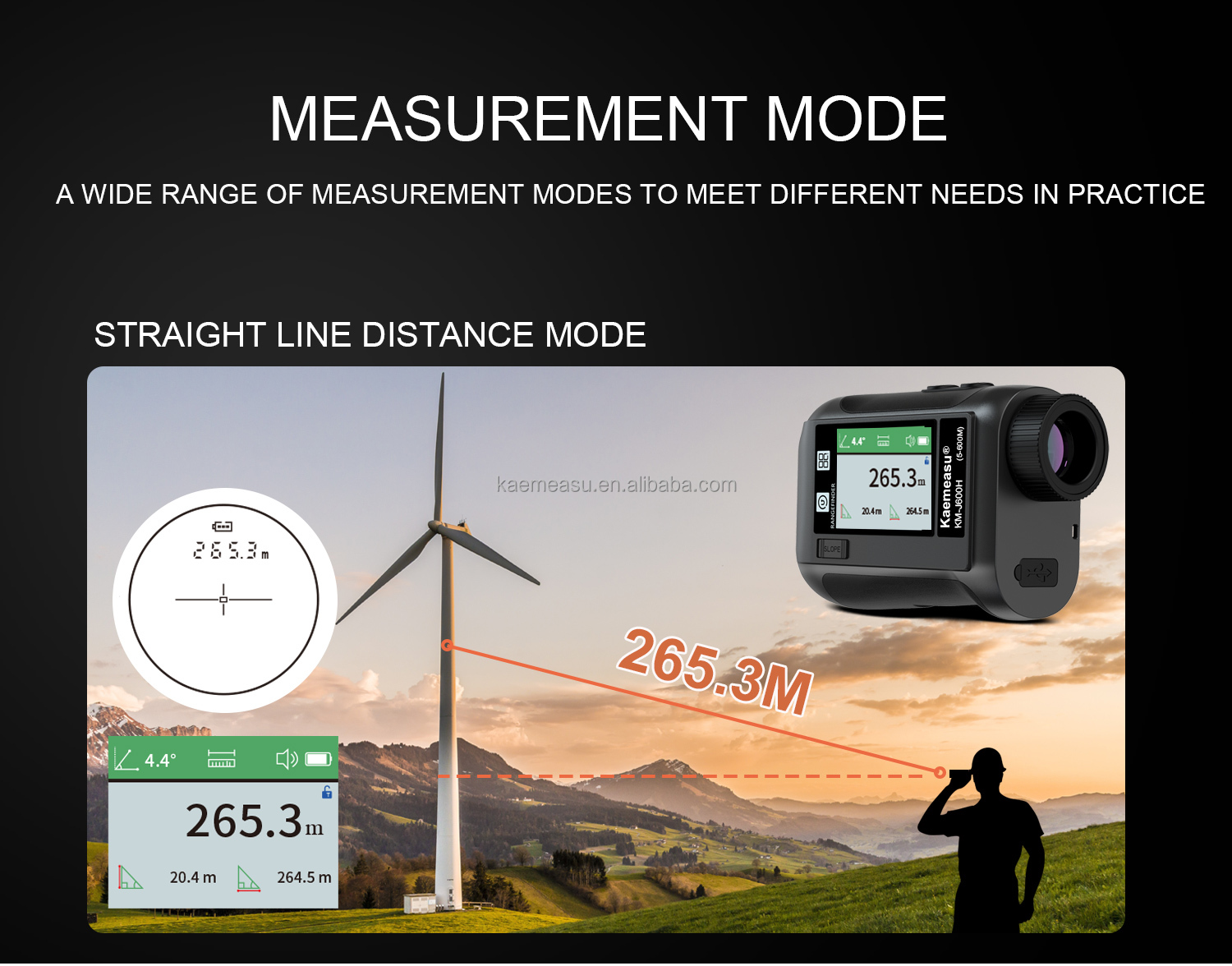 J600m Laser Rangefinder Rechargeable Fast Read Laser Distance Meter LCD Screen Memory Storage Portable Design