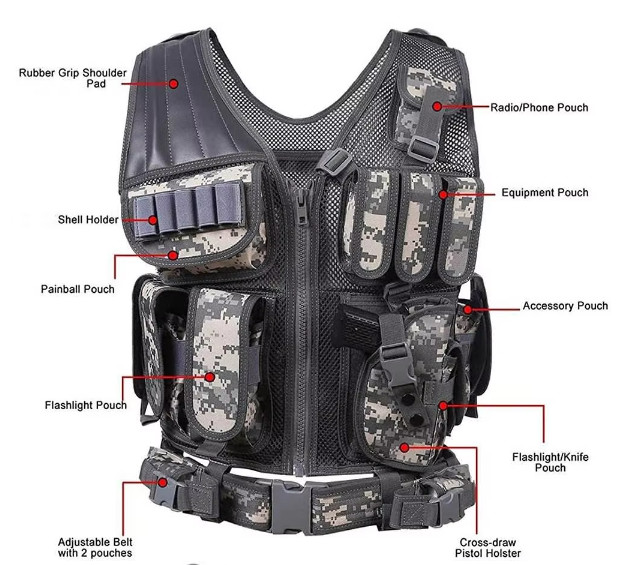 Factory OEM Custom Logo Quick Release Nylon Training Gear Harness Mounted Tactical Vest For Personal Defense Equipment