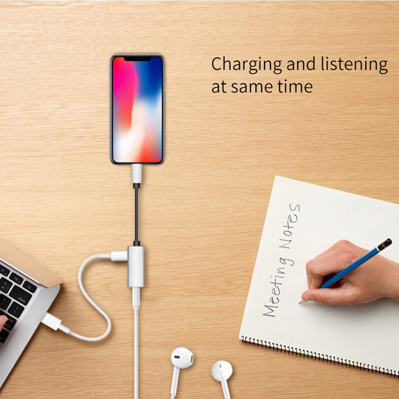 3.5mm Headphone Jack Adapter Earphone Adapter Splitter 2 in 1 Audio Jack and Charger for iPhone