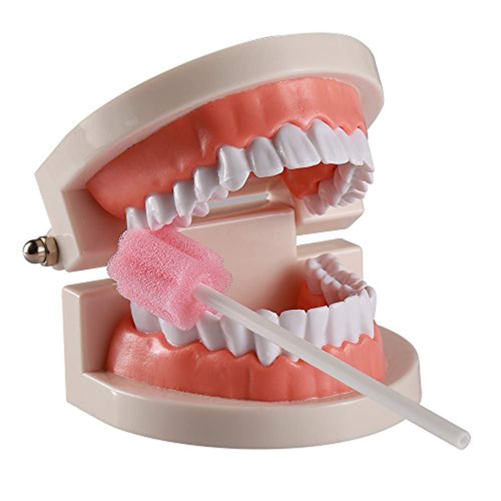 Disposable Dental Sponge Swabs Oral Hygiene White Swabs Teeth Whitening Plastic Handle