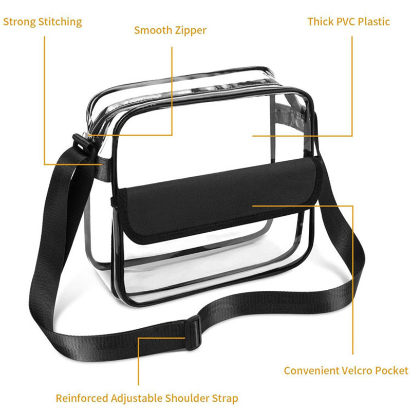 Customized Logo Clear Crossbody Purse Bag Letter Patches Available Stadium Approved Gym Clear Shoulder Tote Bag