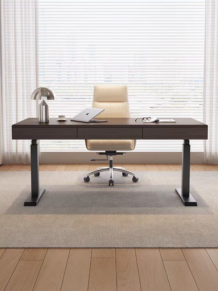 Minimalist Durable Hotel Bedroom Desk With Leather Swivel Chair Customized