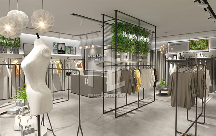 16mm MDF Clothing Shop Display Furniture Black Golden With 10mm Tempered Glass