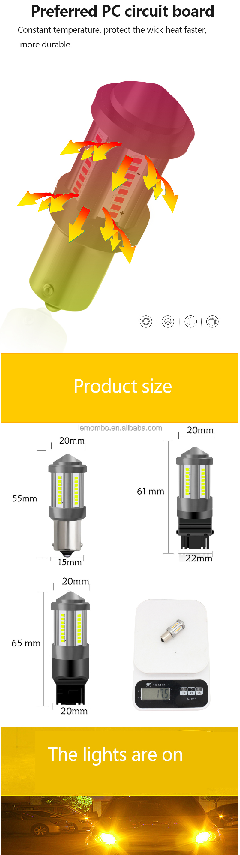 7440 LED Brake Turn Signal Lights 1156 BA15S BAY15S 2016 40SMD No Error Drl 12 V The Alarm Clock