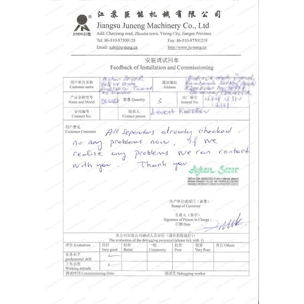 Juneng Brand Decanter Centrifuge Machine with 2-10 m³/h Capacity 3000 RPM Setting Speed and 380v/50hz Voltage