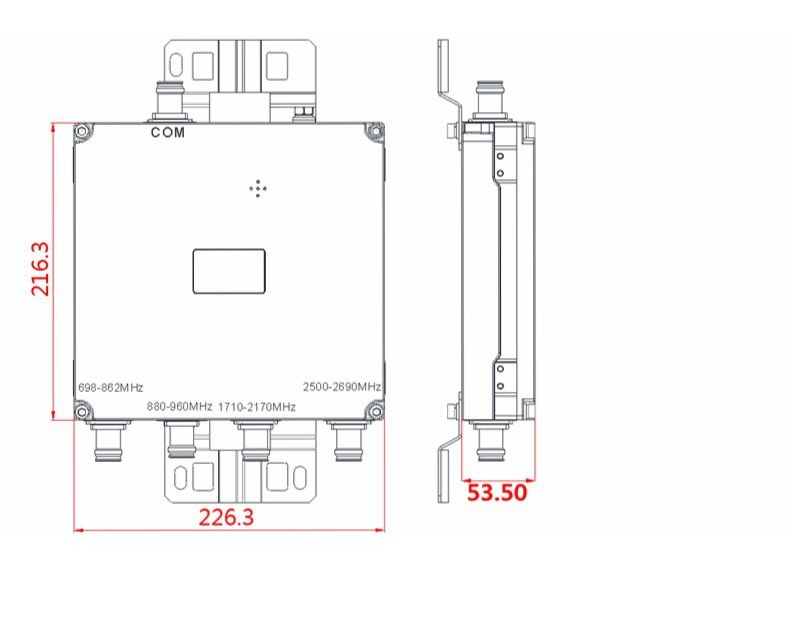 High Reliability Female IBS Components Qudraplexer 698 - 862 1710 - 2170 2500 - 2690