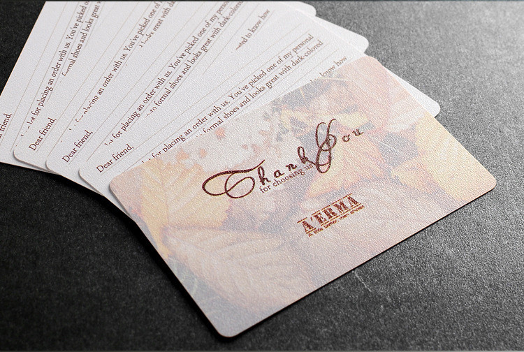 After-sales service card thank-you card 4 colors CYMK offset printing Matte Glossy Frosted Custom Logo Gift card