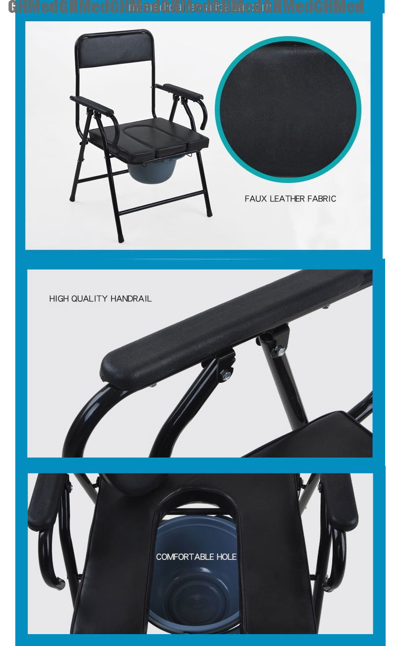 Aluminum Alloy Medical Transport Wheelchair Folding Shower Toilet Wheelchair For Disabled