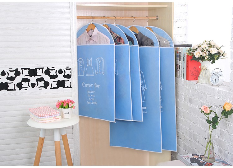 Foldable Non Woven Garment Storage Bag Zipper Top Plastic Dry Cleaning Bags