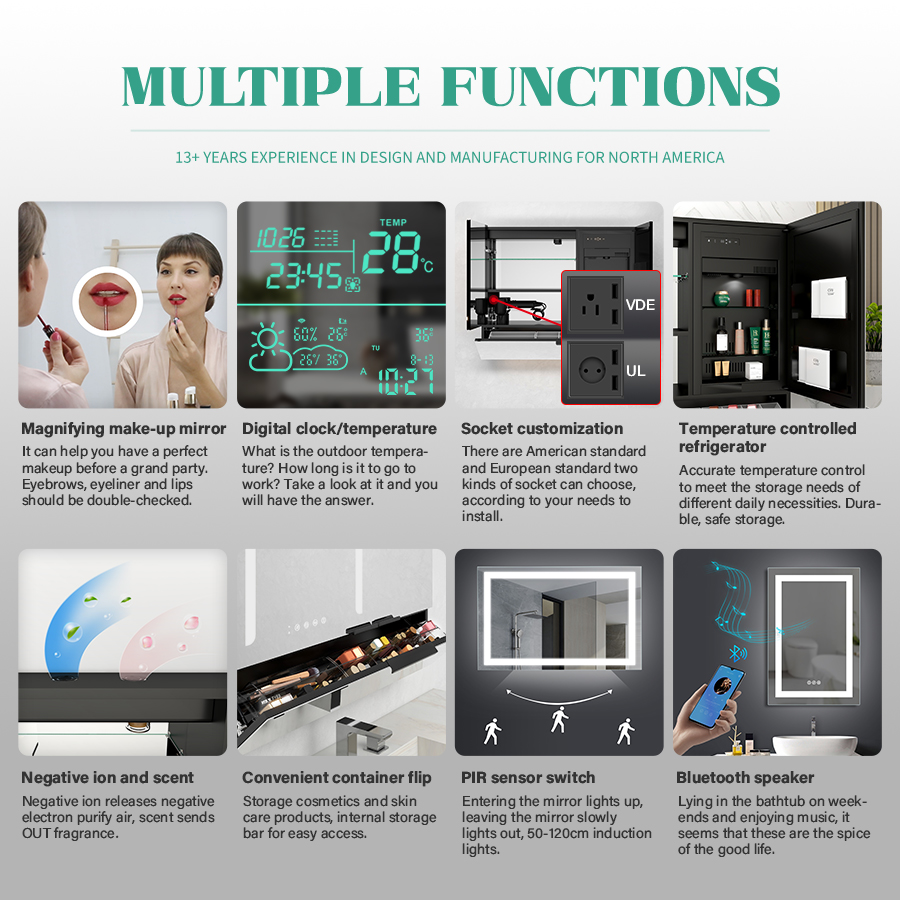 Customized Led Medicine Cabinet With Defogger Convenient Illuminated Medicine Cabinet
