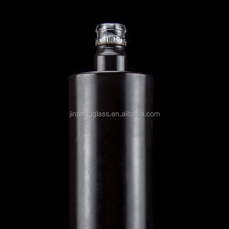 Glass Whiskey Vodka Bottle 700ml 750ml Black Customized Glass Bottle Distributor