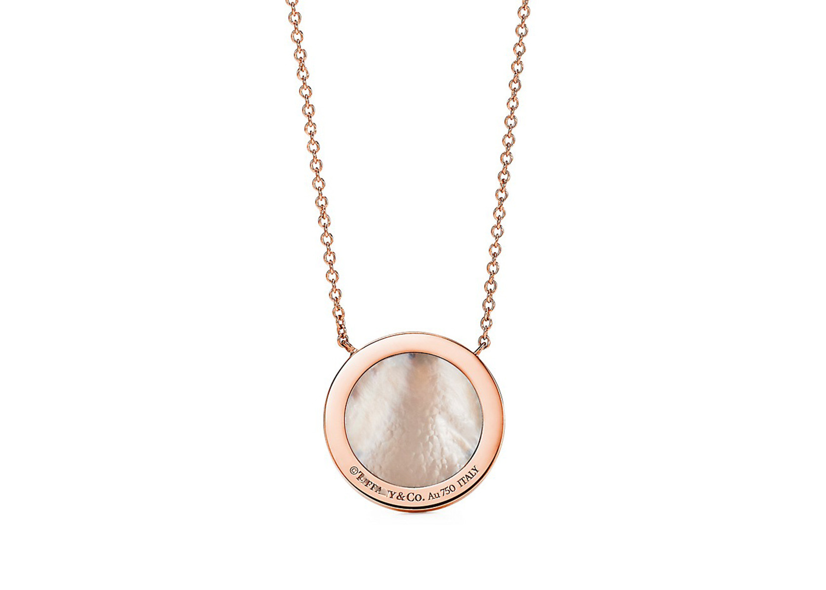 0.05ct Diamond And Mother Of Pearl Circle Pendant 18k Rose Gold material OEM