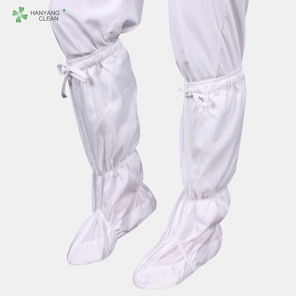Unisex White Cleanroom Anti Static Boots With Drawstring Boot Leg