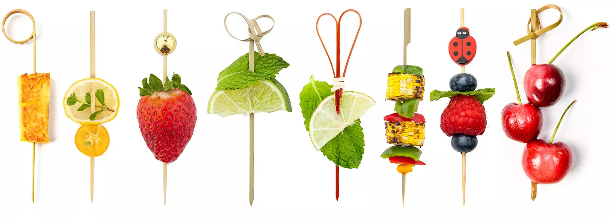 Decorative Cocktail 4 inch bamboo knot skewers picks 50pcs Packing