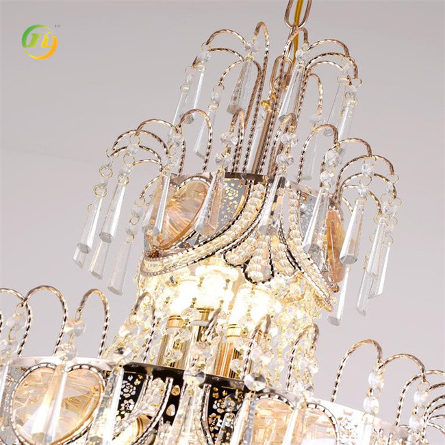 Voltage 85V-265V Golden Crystal Chandelier LED Decorative Lamp For Hotel
